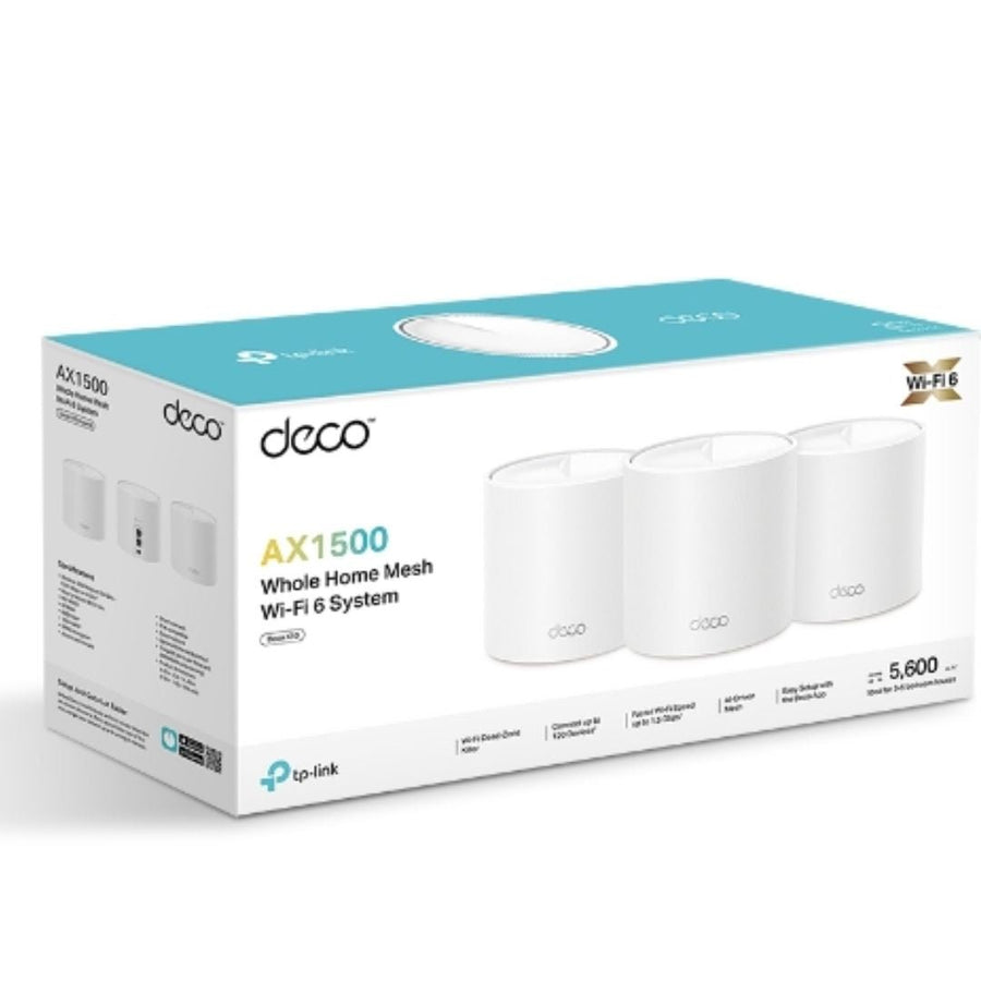 TP-Link Deco X1500(3-pack) AX1500 Whole Home Mesh Wi-Fi 6 System, 300 Mbps at 2.4 GHz + 1201 Mbps at 5 GHz - Leader Electronics