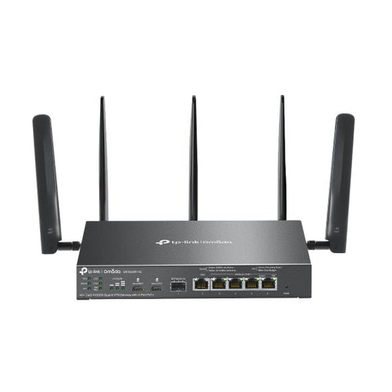 TP-Link ER706WP-4G Omada 4G+ Cat6 AX3000 Gigabit VPN Gateway with 4-Port PoE+, 574Mbps at 2.4 GHz + 2402 Mbps at 5 GHz (HE160) Wi-Fi Speed, 300 Mbps D - Leader Electronics