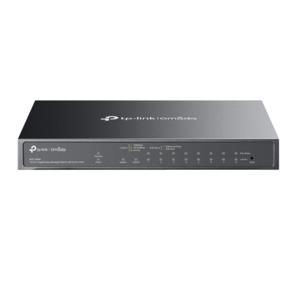 TP-Link ES210GMP Omada 10-Port Gigabit Easy Managed Switch with 8-Port PoE+, Flow Control, Loopback Detection, Port Isolation, Port Mirroring, LAG, V - Leader Electronics