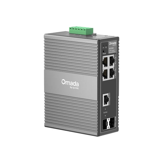 TP-Link IES206G Omada 6-Port Gigabit Industrial Easy Managed Switch , 1× GE SFP/RJ45, 1× GE SFP, 4× GE RJ45 - Leader Electronics