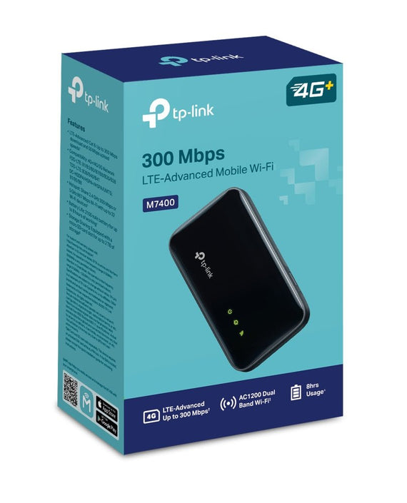 TP-Link M7400 300 Mbps LTE-Advanced Mobile Wi-Fi Supports up to 32 devices simultaneously, up to 300 Mbps download and 50 Mbps upload speeds - Leader Electronics