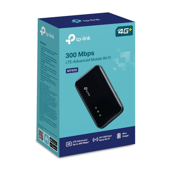 TP-Link M7400 300 Mbps LTE-Advanced Mobile Wi-Fi Supports up to 32 devices simultaneously, up to 300 Mbps download and 50 Mbps upload speeds - Leader Electronics