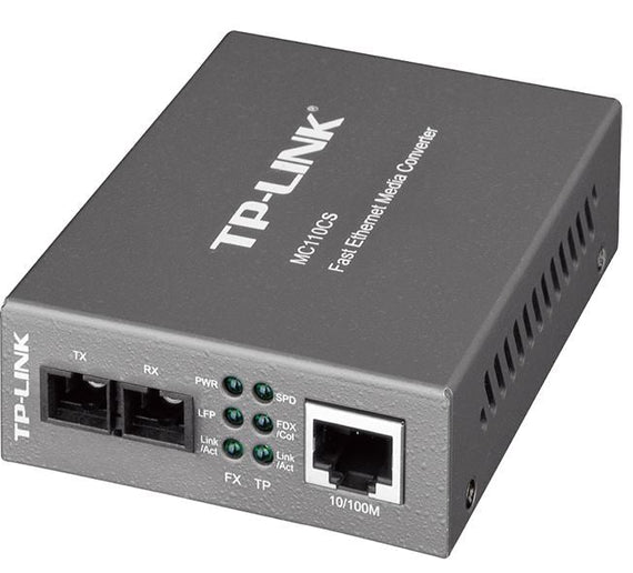 TP-Link MC110CS 10/100Mbps Single-Mode Media Converter Convert 100BASE-FX Fiber to 100Base-TX Copper Media Extends Fiber Distance Up To 20km - Leader Electronics