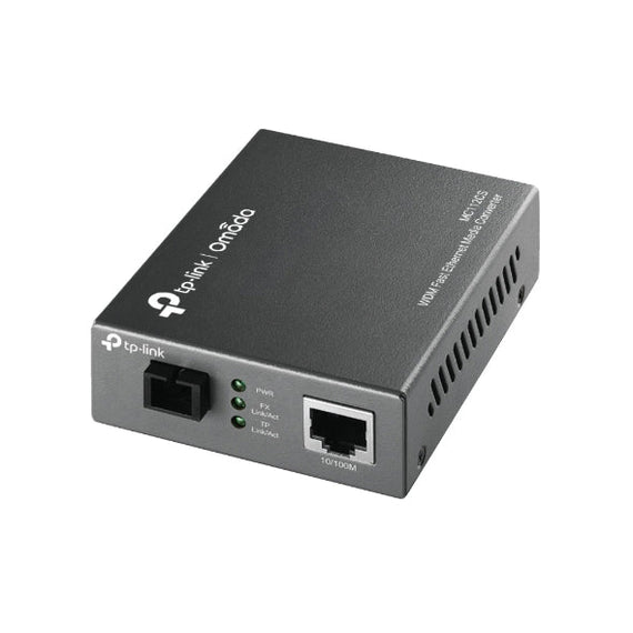 TP-Link MC112CS Media Converter SC WDM Monomodo Simplex 10/100Mbps RJ45 to 100M single-mode SC fiber Tx:1310nm Rx:1550nm up to 20km (LS) - Leader Electronics