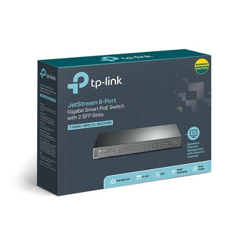 TP-Link SG2210P 8-Port Gigabit Smart PoE Switch with 2 SFP Slots L2/L3/L4 QoS and IGMP Snooping WEB/CLI Managed 53W, Fanless, Omada SDN - Leader Electronics