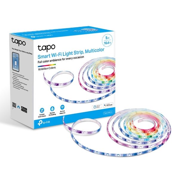 TP-Link Tapo L920-5 Smart Wi-Fi Light Strip, Multicolor, Pu Coating For External Protection, Voice Control, 50 Colour Zones, No Hub Required, 5000×10× - Leader Electronics