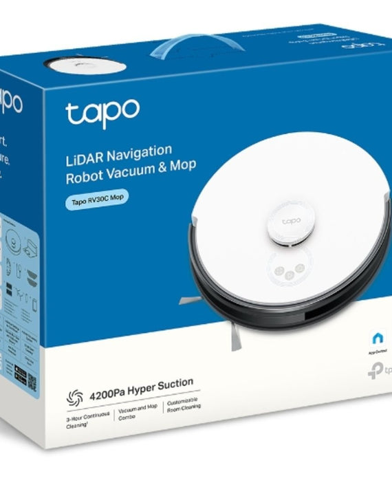 TP-Link Tapo RV30C Mop LiDAR Navigation Robot Vacuum & Mop, 4200Pa Hyper Suction, Auto-Charging, 3200mAh Battery for Long-lasting, Auto-Charging - Leader Electronics