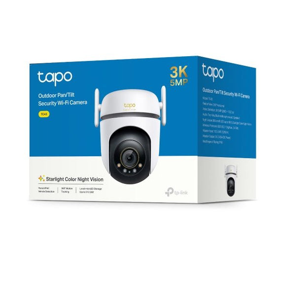 TP-Link TC43 Outdoor Pan/Tilt Security Wi-Fi Camera, 3K 5MP Live View, Starlight Colour Night Vision, 360° All-Round Protection - Leader Electronics