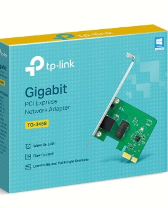 TP-Link TG-3468 32-bit Gigabit PCI Express Network Adapter, Realtek RTL8168E, 10/100/1000Mbps RJ45 port, Auto MDI/MDIX, NIC - Leader Electronics