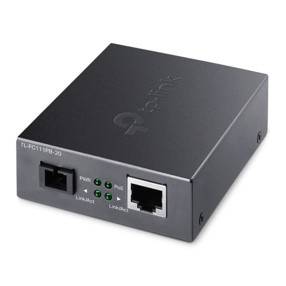 TP-Link TL-FC111PB-20 10/100Mbps WDM Media Converter with 1-Port PoE - IEEE 802.3u, 20KM, 1310 nm TX, 1550 nm RX - Leader Electronics
