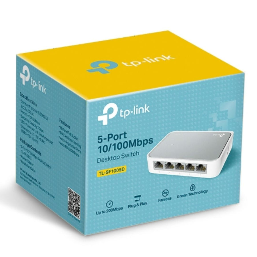 TP-Link TL-SF1005D 5-port 10/100M mini Desktop Switch, 5 10/100M RJ45 ports, Plastic case, Supports Auto MDI / MDIX - Leader Electronics
