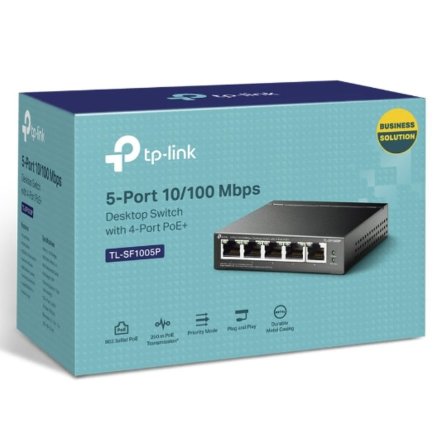 TP-Link TL-SF1005P 5-Port 10/100Mbps Desktop Switch with 4-Port PoE 67W IEEE 802.3af compliant 1Gbps Switching - Leader Electronics