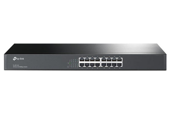 TP-Link TL-SF1016 16-port 10/100M Switch, 16 10/100M RJ45 ports, 1U 19-inch rack-mountable steel case - Leader Electronics