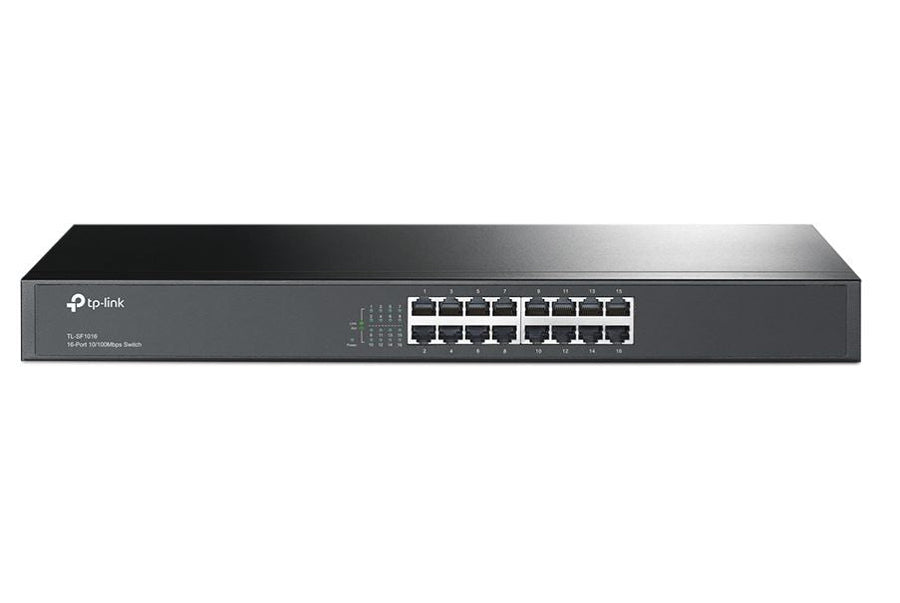 TP-Link TL-SF1016 16-port 10/100M Switch, 16 10/100M RJ45 ports, 1U 19-inch rack-mountable steel case - Leader Electronics