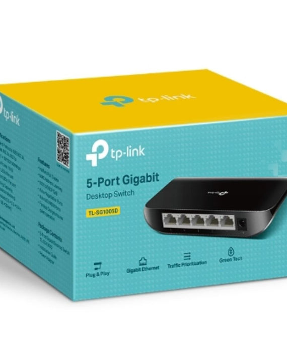 TP-Link TL-SG1005D 5-port Desktop Gigabit Switch, 5 10/100/1000M RJ45 ports, plastic case,Supports Auto MDI / MDIX - Leader Electronics
