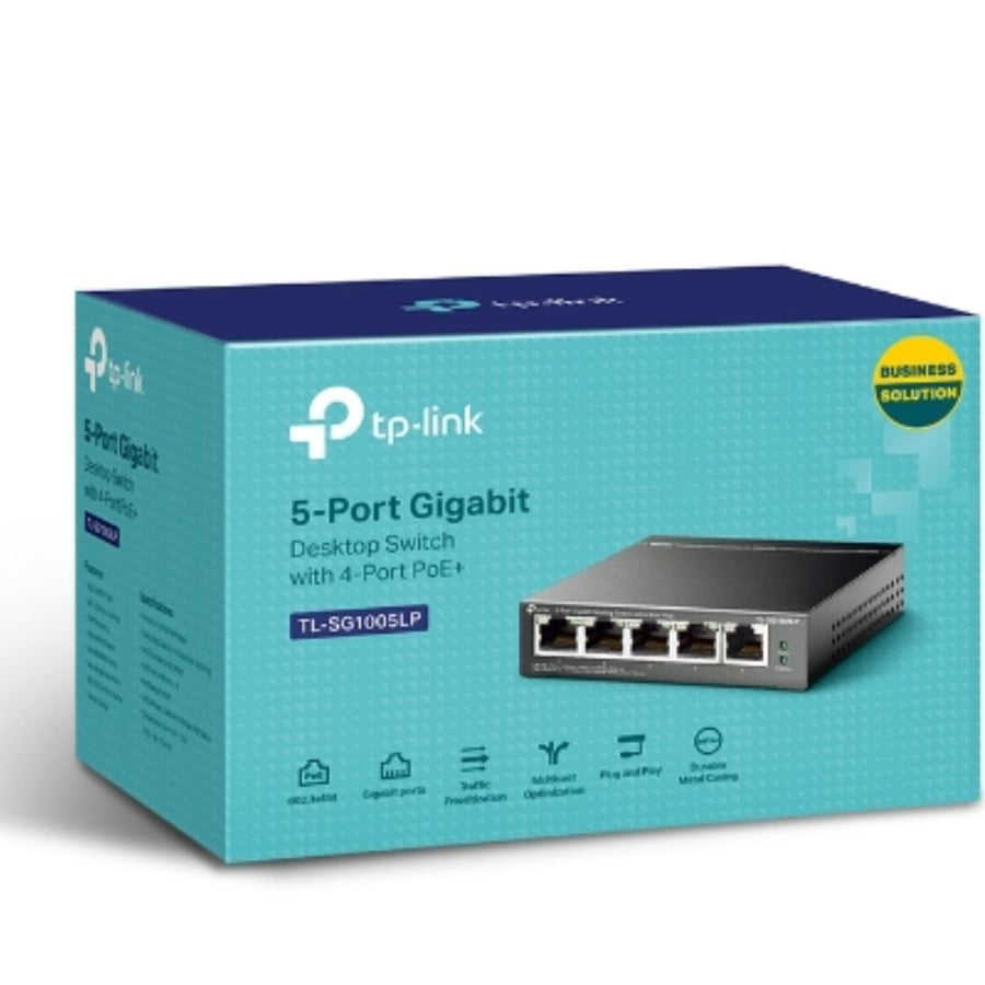 TP-Link TL-SG1005LP 5-Port Gigabit Desktop Switch with 4-Port PoE+, Up To 40W For all PoE Ports, Up To 30W Each Port - Leader Electronics