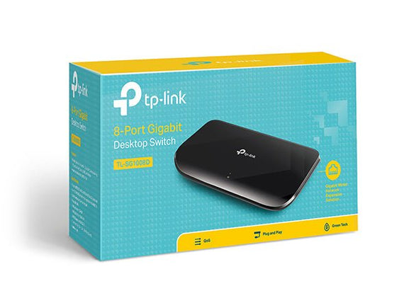 TP-Link TL-SG1008D 8-Port Gigabit Unmanaged Switch Desktop Wall-Mounting Plastic Case Fanless Supports MAC address 802.1p/DSCP QoS - Leader Electronics