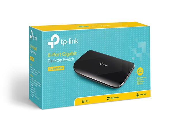 TP-Link TL-SG1008D 8-Port Gigabit Unmanaged Switch Desktop Wall-Mounting Plastic Case Fanless Supports MAC address 802.1p/DSCP QoS - Leader Electronics