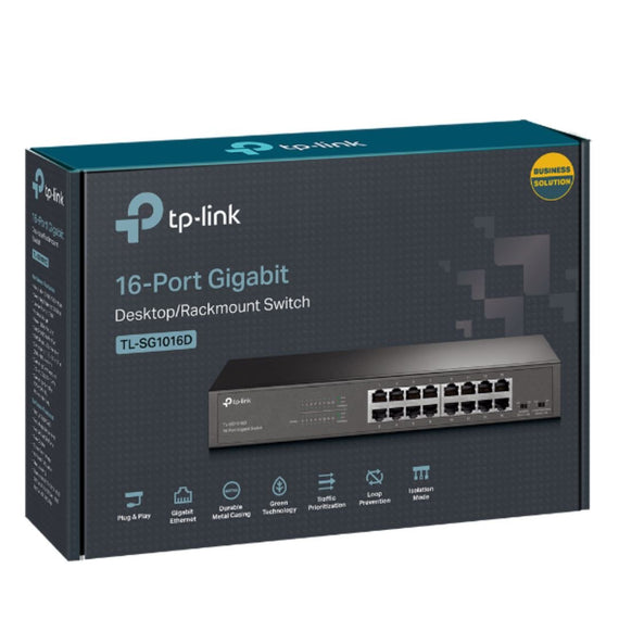 TP-Link TL-SG1016DE 16-Port Gigabit Easy Smart Switch Network Monitoring, Traffic Prioritization & VLAN Features Web-based User Interface - Leader Electronics