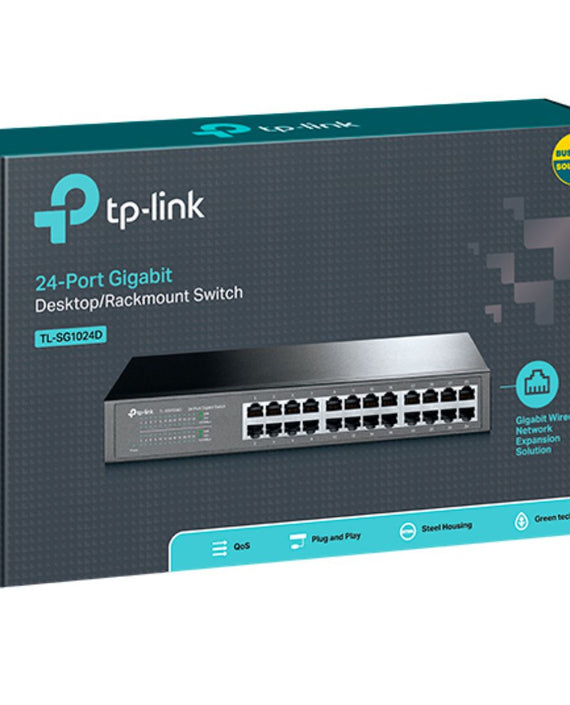 TP-Link TL-SG1024D 24-Port Gigabit Desktop/Rackmount Unmanaged Switch energy-efficient Supports MAC Plug & play 48Gbps Switching Capacity - Leader Electronics