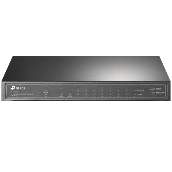 TP-Link TL-SG1210P 10-Port Gigabit Desktop Switch with 8-Port PoE+ IGMP Snooping 1 Gigabit SFP Slot, Fanless - Leader Electronics