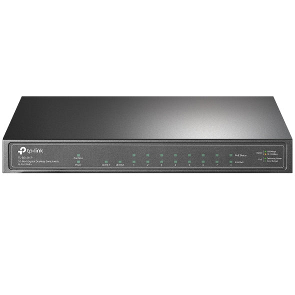 TP-Link TL-SG1210P 10-Port Gigabit Desktop Switch with 8-Port PoE+ IGMP Snooping 1 Gigabit SFP Slot, Fanless - Leader Electronics
