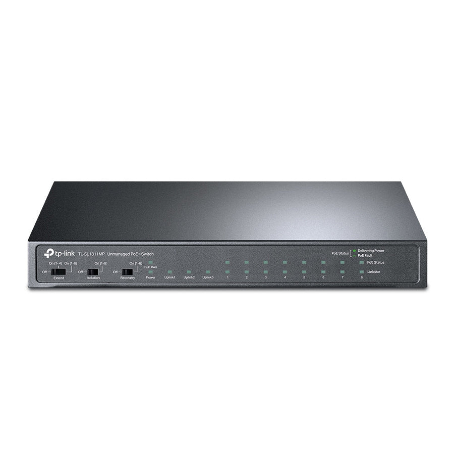 TP-Link TL-SL1311MP 8-Port 10/100Mbps + 3-Port Gigabit Desktop Switch with 8-Port PoE+, Extend Mode for 250m PoE Transmitting, Isolation Mode, PoE Aut - Leader Electronics