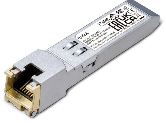 TP-Link TL-SM5310-T 10G BASE-T RJ45 SFP+ Module, Transmit data up to 30m* at 10 Gbps, Support DDM, Support TX Disable function, Metallic EnclosuRR - Leader Electronics