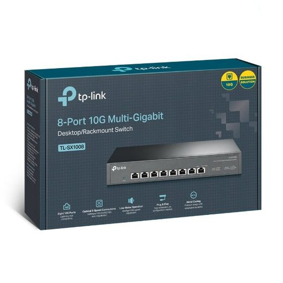 TP-Link TL-SX1008 8-Port 10G Desktop/Rackmount Switch, 160Gbps, Intelligent Fan Noise adjustment, Metal Casing, Plug and Play - Leader Electronics