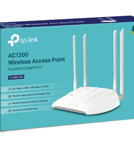 TP-Link TL-WA1201 AC1200 Wireless Access Point, AC1200 Dual-Band Wi-Fi, Passive POE, Multiple Modes, MU-MIMO, Boosted Coverage, Captive Portal - Leader Electronics