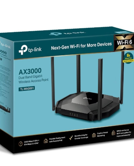 TP-Link TL-WA3001 AX3000 Gigabit Wi-Fi 6 Access Point, 3000 Mbps Dual Band WiFi , Passive PoE, Multiple Operation Modes - Leader Electronics