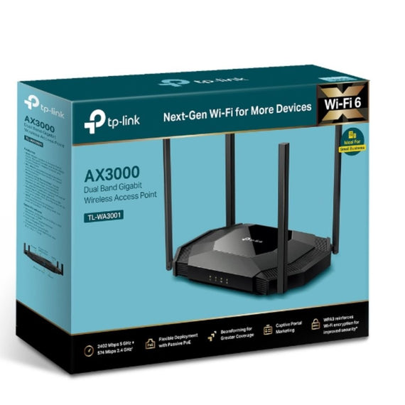 TP-Link TL-WA3001 AX3000 Gigabit Wi-Fi 6 Access Point, 3000 Mbps Dual Band WiFi , Passive PoE, Multiple Operation Modes - Leader Electronics