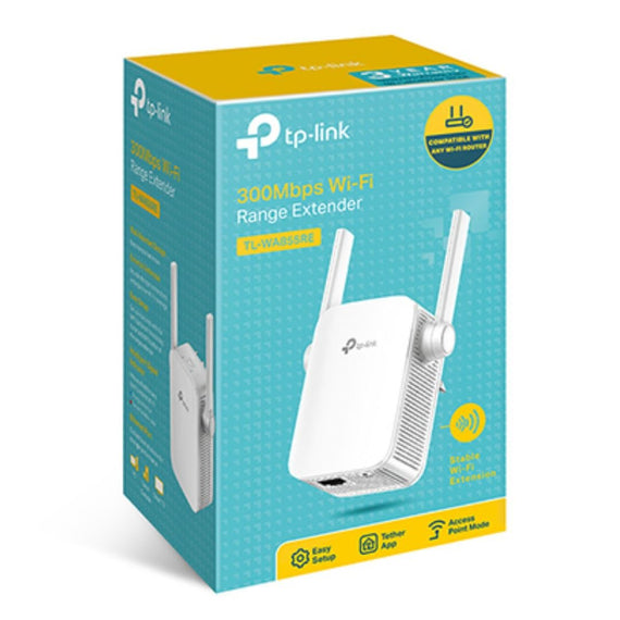 TP-Link TL-WA855RE N300 300Mbps Wi-Fi Range Extender Repeater Access Point 1Gpbs LAN 802.11bgn 2xExternal Antennas Mini Size MIMO Tech Tether App - Leader Electronics