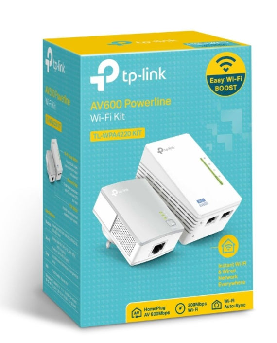 TP-Link TL-WPA4220 KIT 300Mbps AV600 Wi-Fi Powerline Extender Starter Kit 600Mbps HomePlug AV 300Mbps Wireless 2x100Mbps LAN 2.4GHz 802.11bgn 300m ran - Leader Electronics