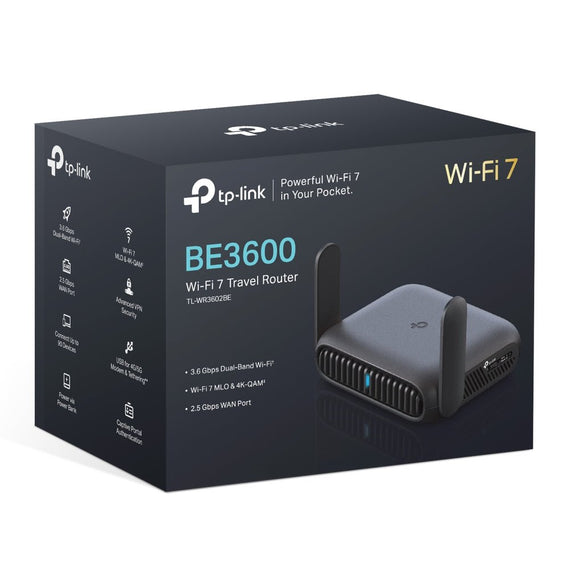 TP-Link TL-WR3602BE BE3600 Dual-Band Wi-Fi 7 Portable Travel Router, 2.5G Multi-Gig Connectivity - Leader Electronics