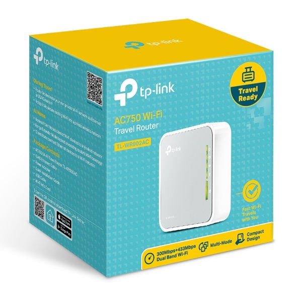 TP-Link TL-WR902AC AC750 750Mbps Dual Band WiFi Wireless Travel Router 1x100Mbps LAN/WAN USB for 3G/4G Modem Pocket Size WISP AP Range Extender Client - Leader Electronics