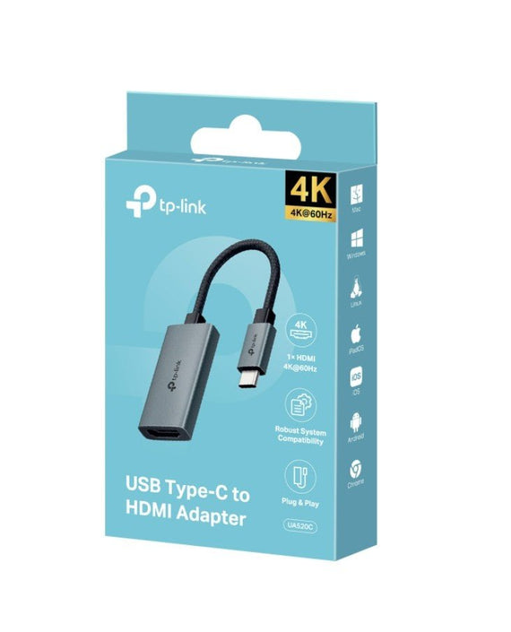 TP-Link UA520C USB Type-C to HDMI Adapter, 1× USB-C Connector，1× HDMI 4K 60Hz Port, Plug and Play, Fast Heat Dissipation, Flexible and Durable - Leader Electronics