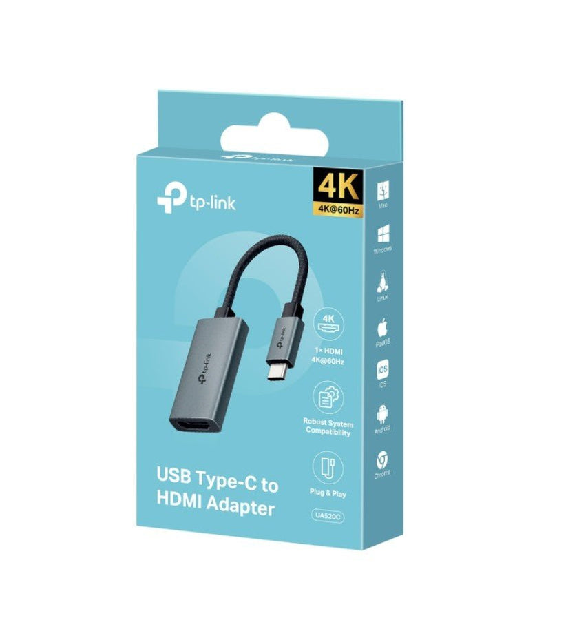 TP-Link UA520C USB Type-C to HDMI Adapter, 1× USB-C Connector，1× HDMI 4K 60Hz Port, Plug and Play, Fast Heat Dissipation, Flexible and Durable - Leader Electronics