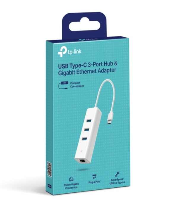 TP-Link UE330C USB 3.0 Type-C to Gigabit Ethernet Network Adapter with 3-Port USB 3.0 Type-A Hub - Leader Electronics