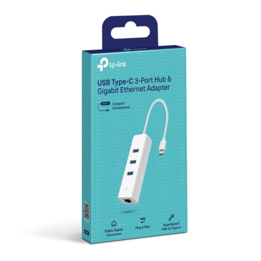 TP-Link UE330C USB 3.0 Type-C to Gigabit Ethernet Network Adapter with 3-Port USB 3.0 Type-A Hub - Leader Electronics