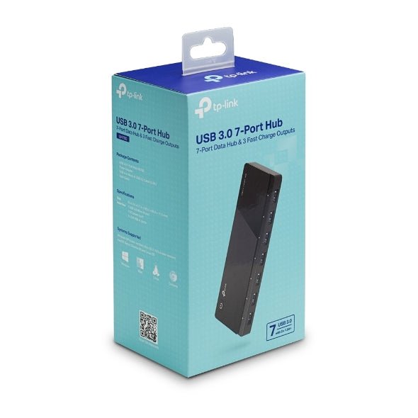 TP-Link UH700 7 Ports USB3 Hub Desktop 2.5A Power Adapter, transfer speeds of up to 5Gbps, 10 times faster than standard USB 2.0 - Leader Electronics