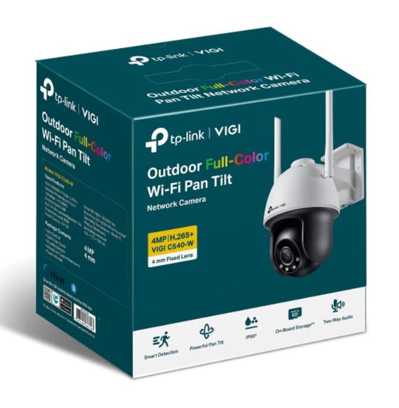 TP-Link VIGI 4MP C540-W(4mm) Outdoor Full-Colour Wi-Fi Pan Tilt Network Camera, 4mm Lens, Smart Detection,3YW - Leader Electronics