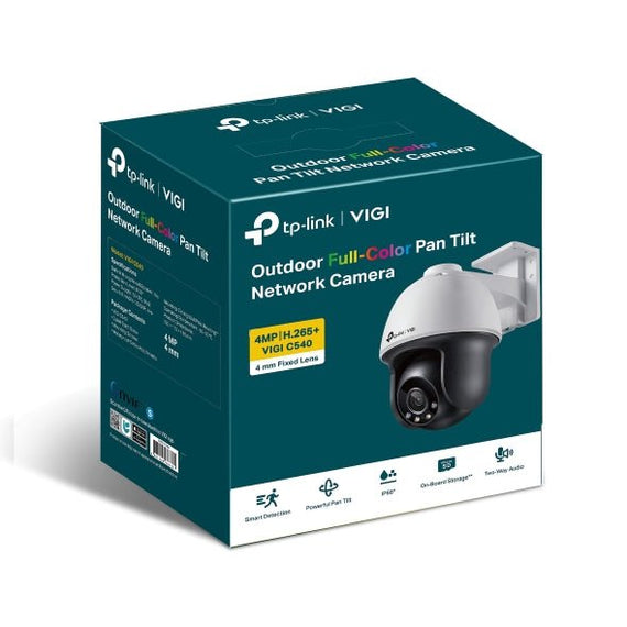 TP-Link VIGI 4MP C540(4mm) Outdoor Full-Colour Pan Tilt Network Camera, 4mm Lens, Smart Detection, 3YW - Leader Electronics