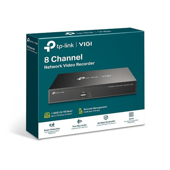 TP-Link VIGI NVR1008H 8 Channel Network Video Recorder, 24/7 Continuous Recording, Up To 10TB 4 Ch Playback, Up To 5MP (HDD Not Included) - Leader Electronics