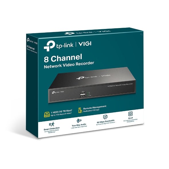 TP-Link VIGI NVR1008H 8 Channel Network Video Recorder, 24/7 Continuous Recording, Up To 10TB 4 Ch Playback, Up To 5MP (HDD Not Included) - Leader Electronics