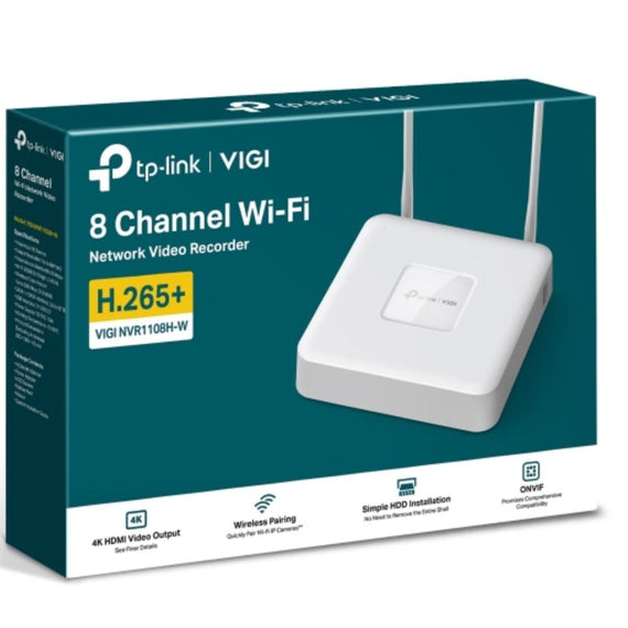 TP-Link VIGI NVR1108H-W 8 Channel Wi-Fi Network Video Recorder, 4K HDMI Output、16MP Decoding Capacity、RX/TX-80Mbps/60Mbps、8-Channel Simultaneous - Leader Electronics