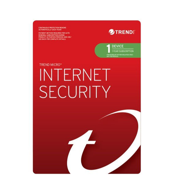 Trend Micro Internet Security (1 Device) 1 Year Add-On Auto Renew OEM - Leader Electronics