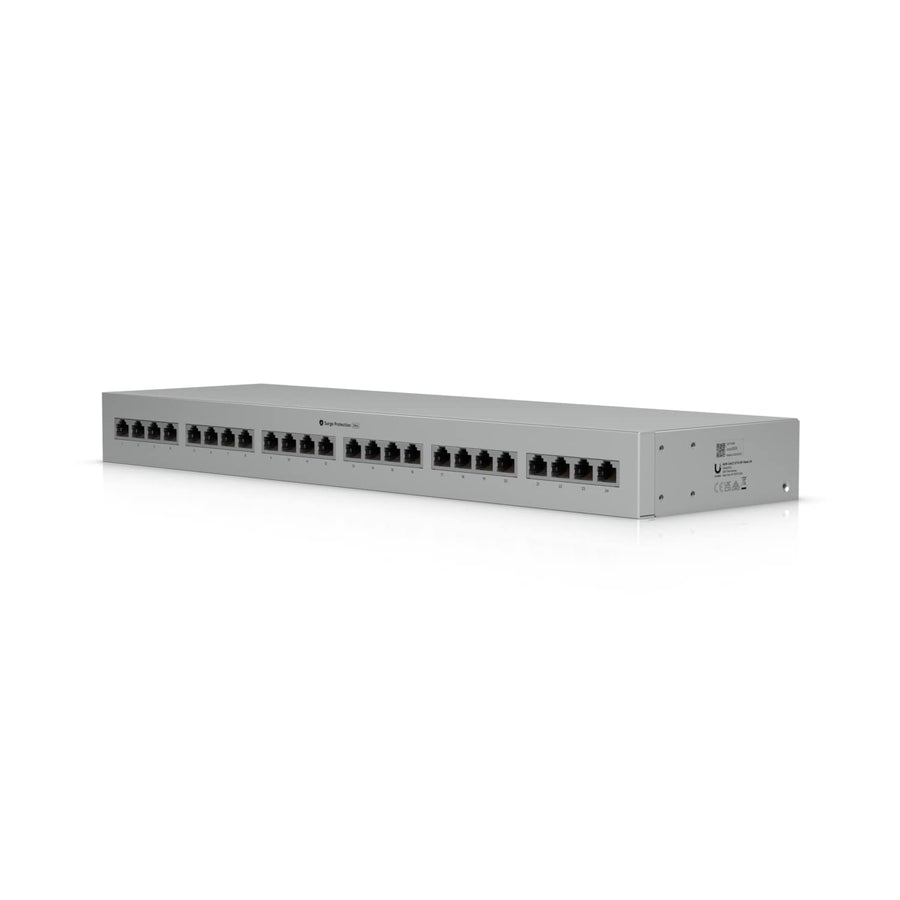 Ubiquiti Ethernet Surge Protection,Rack-mount Indoor Panel Supports Up To 10 GbE, PoE++, 20kA Surge Discharge/Port,24-port Integrated,1U Rack-mount - Leader Electronics