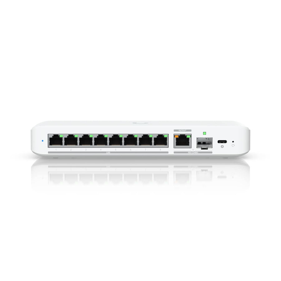 Ubiquiti Flex 2.5G, Flexible,8-port 2.5 GbE Switch,10 GbE RJ45/SFP+ Combination Uplink Port,Powered With USB-C (Included)/PoE+ adapter ( Not Included) - Leader Electronics