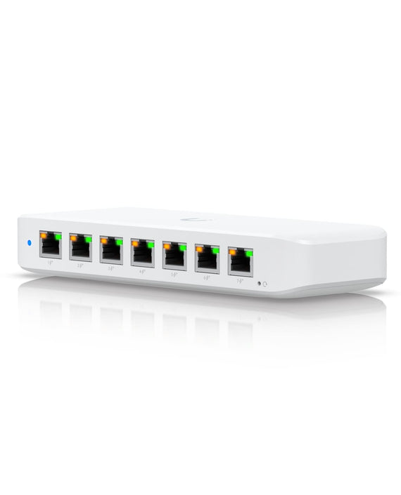 Ubiquiti Ultra 42W, Compact Layer 2, 8-port GbE PoE Switch, Versatile Mounting Options, 7 PoE/PoE+ No Power Supply, PoE++ Input, - Leader Electronics